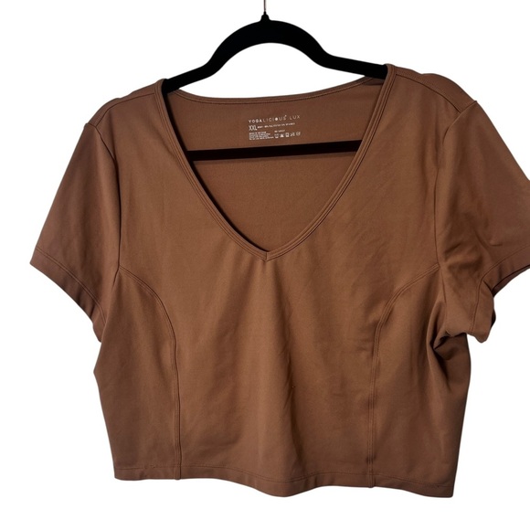Yogalicious Lux Brown Short Sleeve Crop Top XXL - Picture 1 of 2